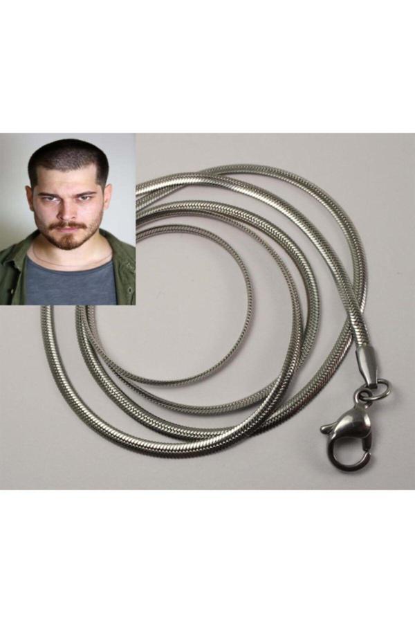 Osmanlı Gümüş Yassı Model Sarp Snake Yılan Kolye Erkek Çelik Kolye Zincir 316L Paslanmaz Çelik - Image 1