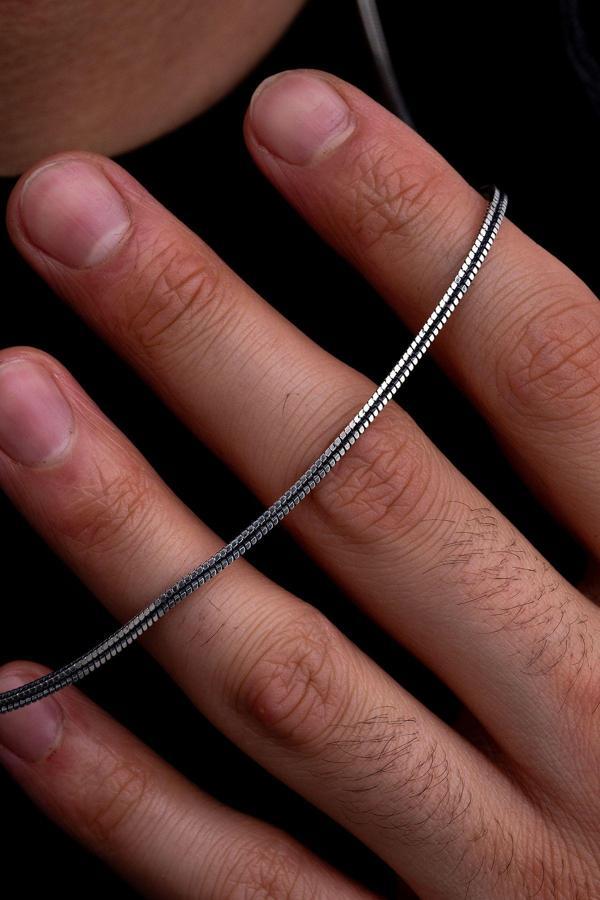 Osmanlı Gümüş Erkek Gümüş Kolye - 2 Mm Kare Singapur Zincir Gümüş Kolye - Image 1