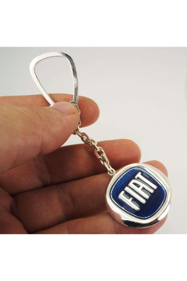 Osmanlı Gümüş Gümüş Fiat Anahtarlık Mavi Mineli - Image 1