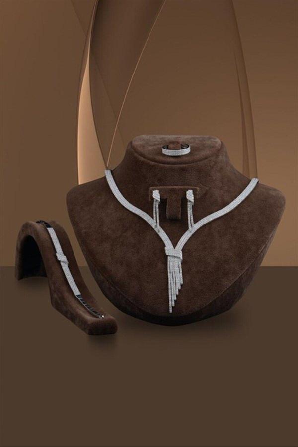 Osmanlı Gümüş Kadın Gümüş Set - Afrodit  Gümüş Su Yolu Set - Kolye, Bileklik, Küpe, Yüzük - Image 1