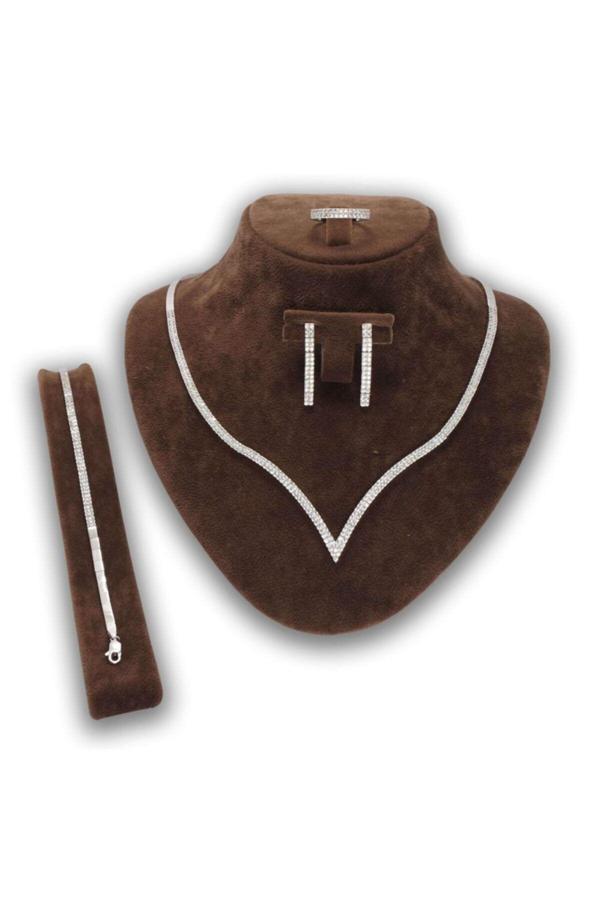 Osmanlı Gümüş Eftalya Bayan Gümüş Su Yolu Set - Kolye, Bileklik, Küpe, Yüzük - Image 1
