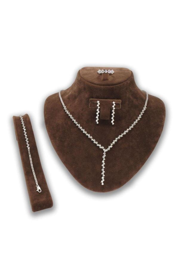 Osmanlı Gümüş Alin Bayan Gümüş Su Yolu Set - Kolye, Bileklik, Küpe, Yüzük - Image 1