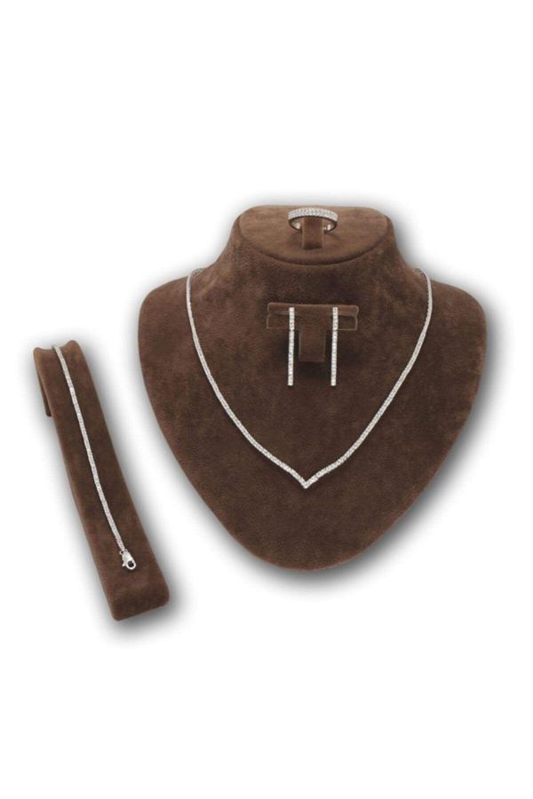 Osmanlı Gümüş Alya Bayan Gümüş Su Yolu Set - Kolye, Bileklik, Küpe, Yüzük - Image 1