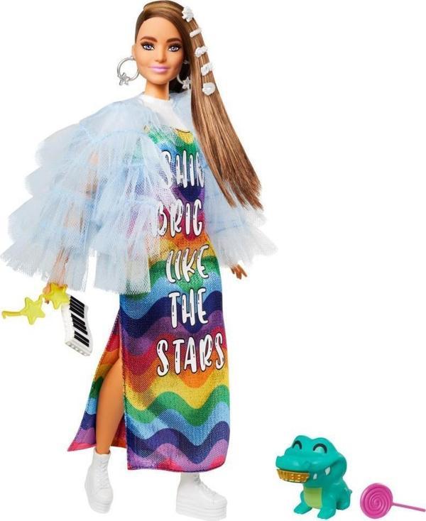 Barbie Extra Renkli Elbiseli Bebek GYJ78  - Image 1