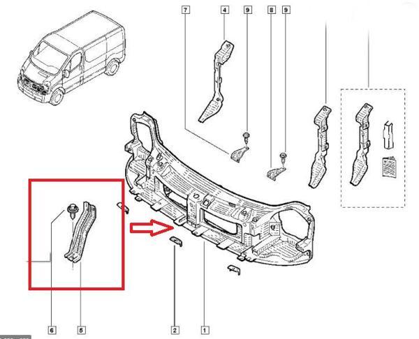 Opel Vivaro 04/08 Ön Panel Orta Parça (Destek Sacı) (Eagle Body)  - Image 1