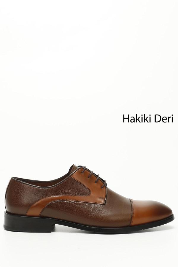 Erkek Taba Antik Bağcıklı Hakiki Deri Klasik Ayakkabı - Image 1