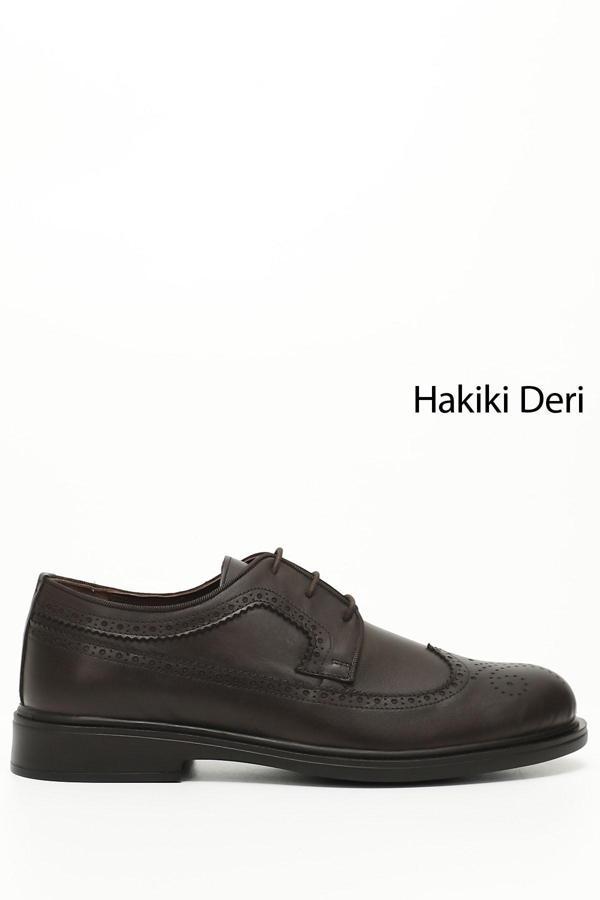 Erkek Kahve Antik Bağcıklı Hakiki Deri Klasik Ayakkabı - Image 1
