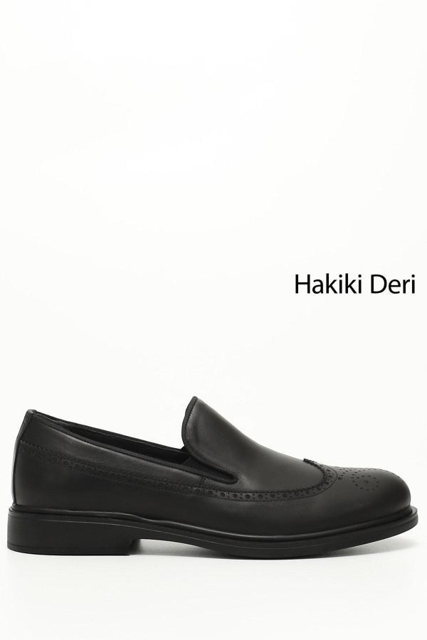 Erkek Siyah Termo Taban Hakiki Deri Klasik Ayakkabı - Image 1