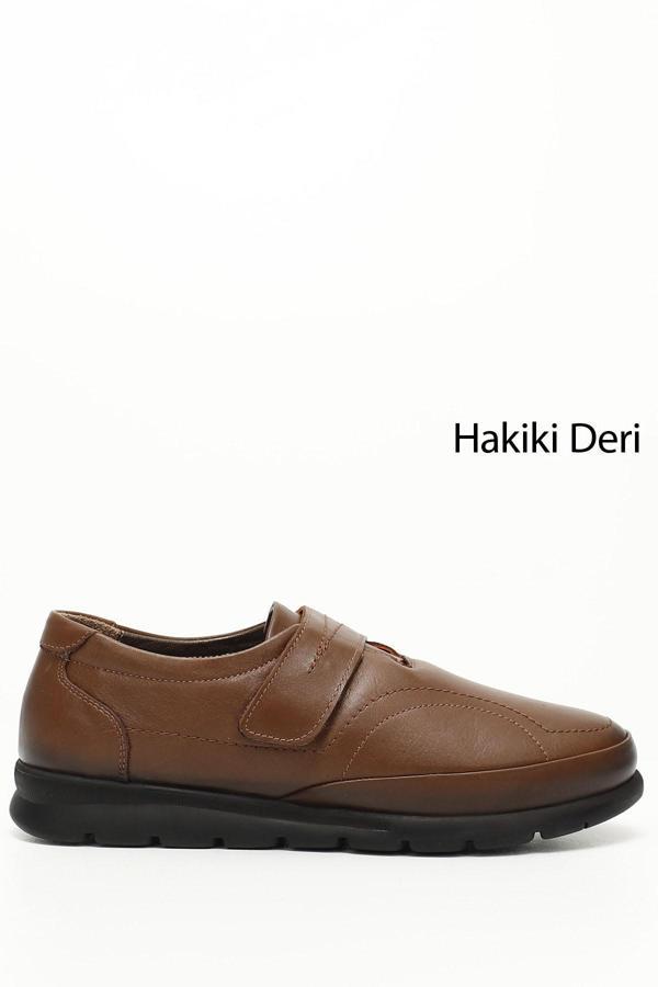 Kadın Kahve Antik Dolgu Taban Hakiki Deri Ayakkabı - Image 1