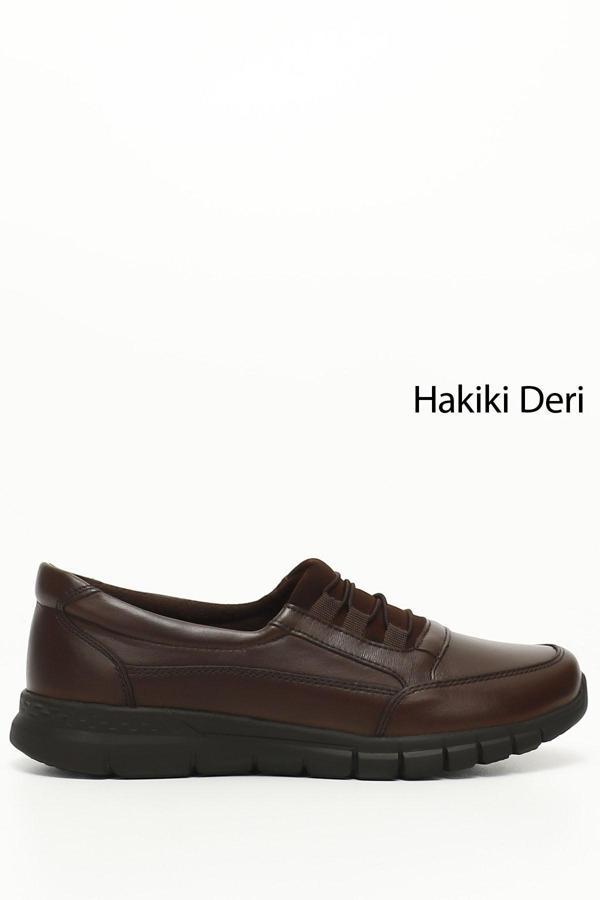 Kadın Kahverengi Dolgu Taban Hakiki Deri Comfort Ayakkabı - Image 1