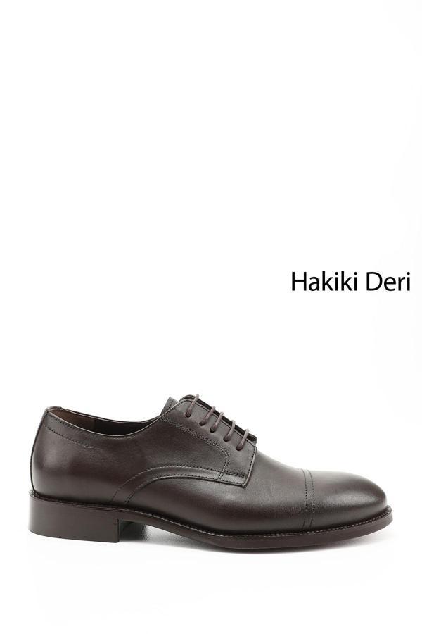Erkek Kahve Antik Bağcıklı Hakiki Deri Klasik Ayakkabı - Image 1