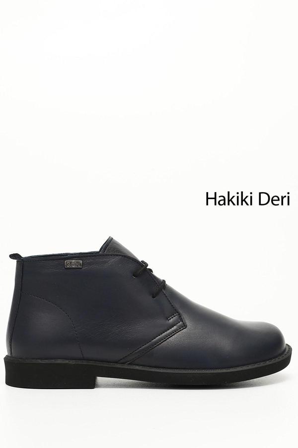 Kadın Lacivert Antik Kauçuk Taban Hakiki Deri Bot - Image 1