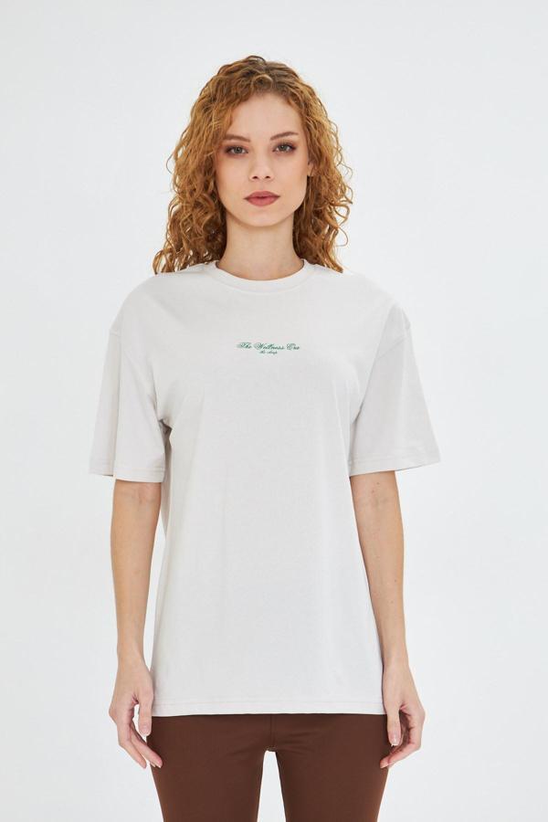 The Wellness Era Baskılı %100 Pamuk Oversize Kadın Tişört - Image 1