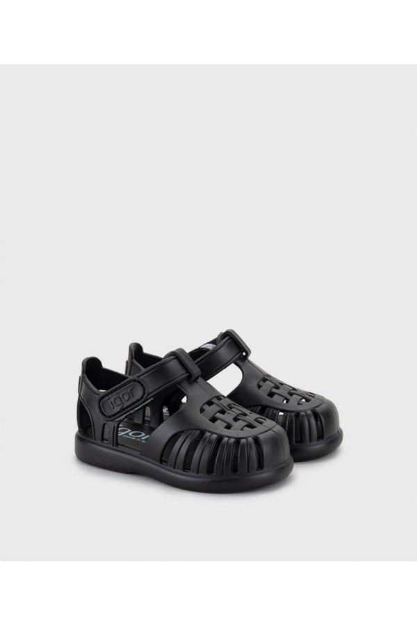 Tobby Solid Negro Black Çocuk Sandalet S10271-002 - Image 1