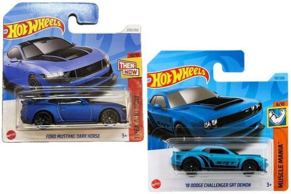 2 Araç Hot Wheels Set - Ford Mustang Dark Horse & '18 Dodge Challenger SRT Demon (1/64) - Image 1