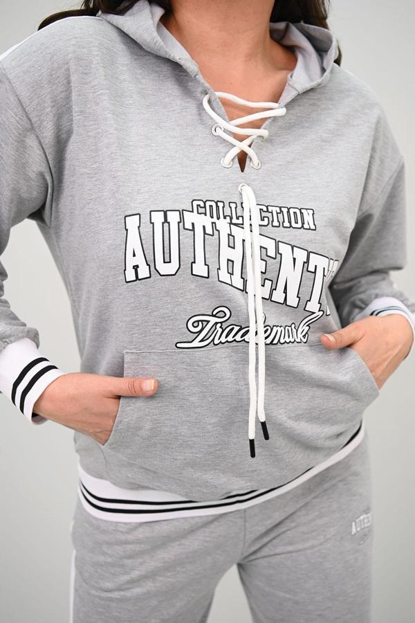 Kadın Büyük Beden Kordonlu Bol Paça Eşofman Takımı 8164-25 - Image 1