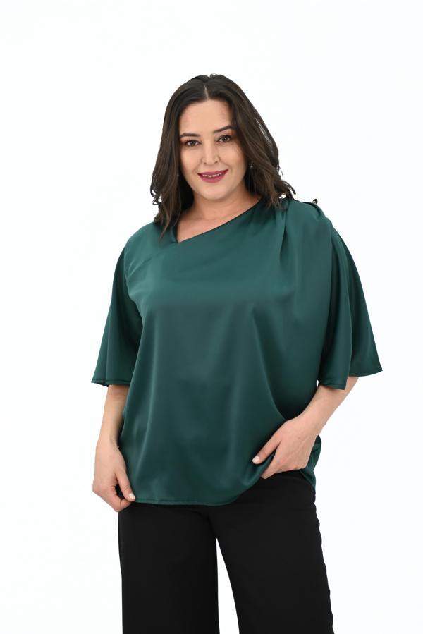 Kadın Büyük Beden Metal Düğme Detaylı Bluz 1862-25 - Image 1