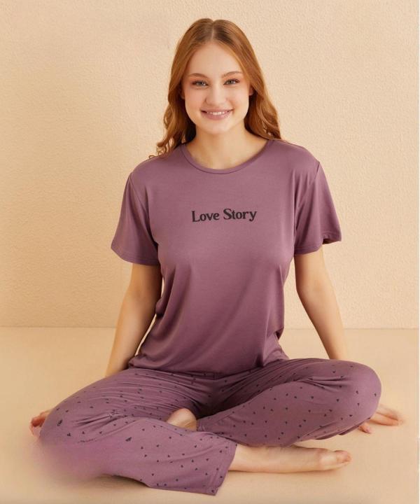 Mihra Kadın Bisiklet Yaka MİLAN Likralı Kısa Kol Pijama Takımı 50107L - 1 Adet - Image 1