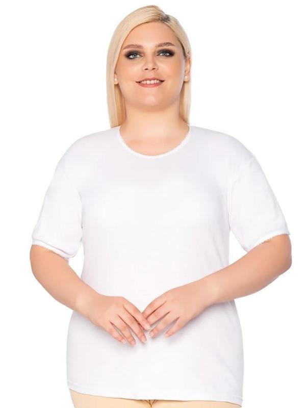 6 Adet Sedef Yıldız Bayan Kısa Kollu Fanila Atlet Beyaz 1021 - Image 1