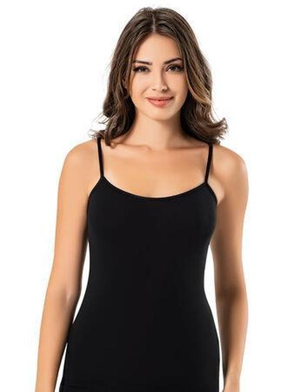 6 Adet Şahinler Bayan Modal Likralı Süprem İp Askılı Atlet B1037 - Image 1