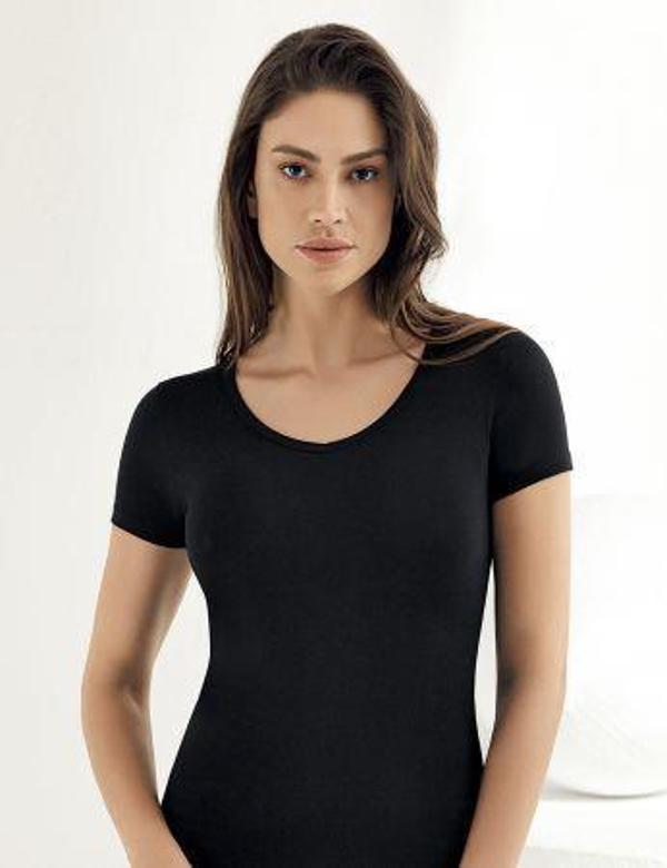 6 Adet Şahinler Bayan V Yaka Kısa Kollu Likralı Atlet B236 - Image 1