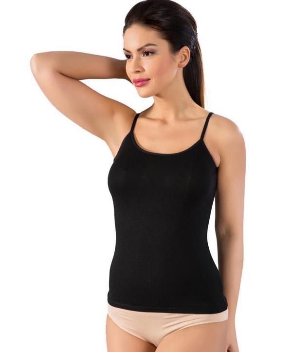 6 Adet Lüx Drm Bayan Bambu Likralı Battal İp Askılı Atlet 3620 - Image 1