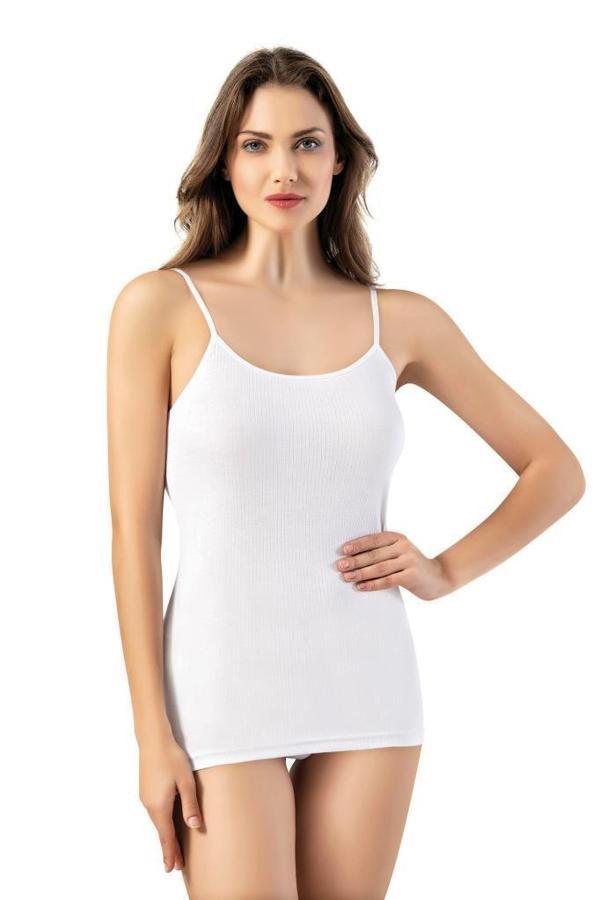 6 Adet Kota Bayan Raporlu Ribana İp Askılı Atlet 6420 - Image 1