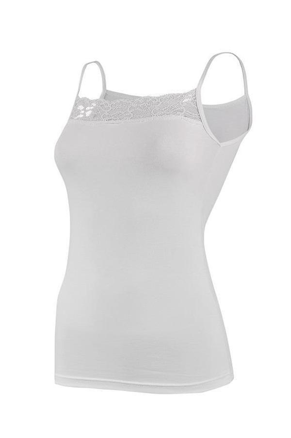 3 Adet Yıldız Bayan Likralı Dantelli İp Askılı Atlet Beyaz 2135 - Image 1