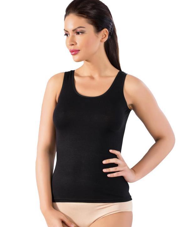 6 Adet Lüx Drm Bayan Bambu Likralı Battal Geniş Askılı Atlet 3720 - Image 1