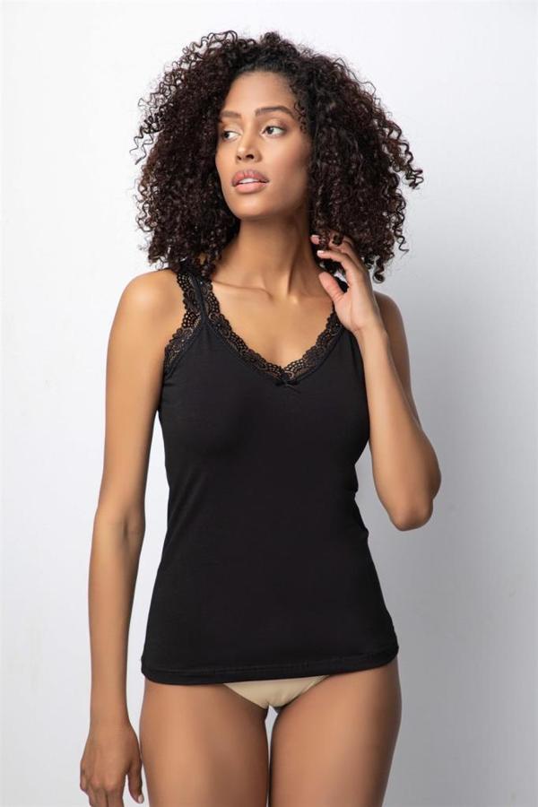 Özlem Bayan Yakası ve Askısı Dantelli Atlet 3286 - Image 1