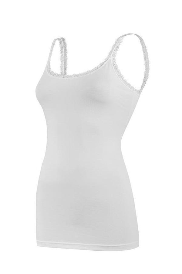 6 Adet Yıldız Bayan Likralı İnce Dantelli Askılı Atlet Beyaz 2270 - Image 1