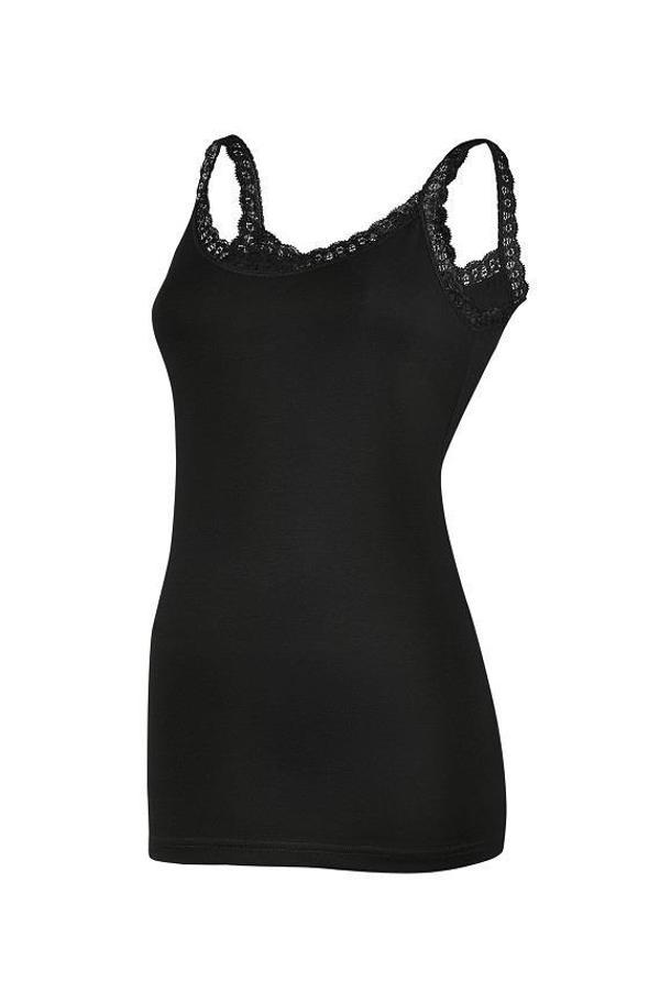 6 Adet Yıldız Bayan Likralı Dantelli Askılı Atlet Siyah 2281 - Image 1