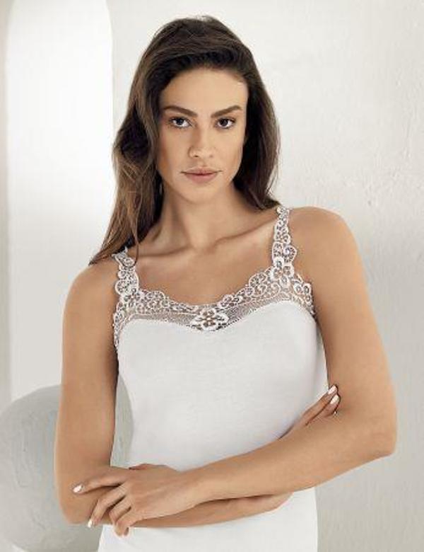 Şahinler Bayan Güpür Dantel Askılı Likralı Atlet B162 - Image 1