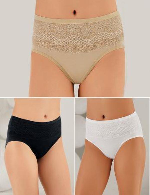 6 lı Paket Şahinler Bayan Dantelli Likralı Bato Külot Slip B3092 - Image 1