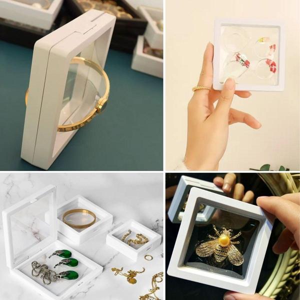 Büro Ev Dekoru için 7x7CM Şeffaf Film Çerçeve Standlı Mini Takı Saklama Kutusu - Image 1