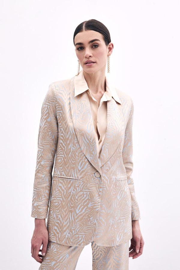 Zebra Desenli Ceket - Mavi - Image 1