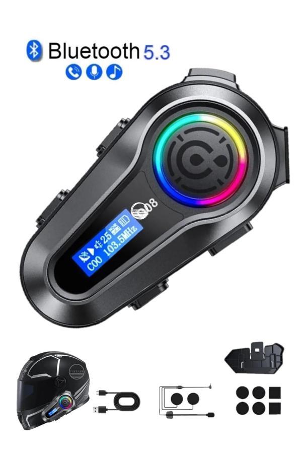 Radyo Özellikli Kask Kulaklık Q-08P Su Geçirmez Bluetooth Motosiklet Radyolu Bluetooth Kulaklık - Image 1