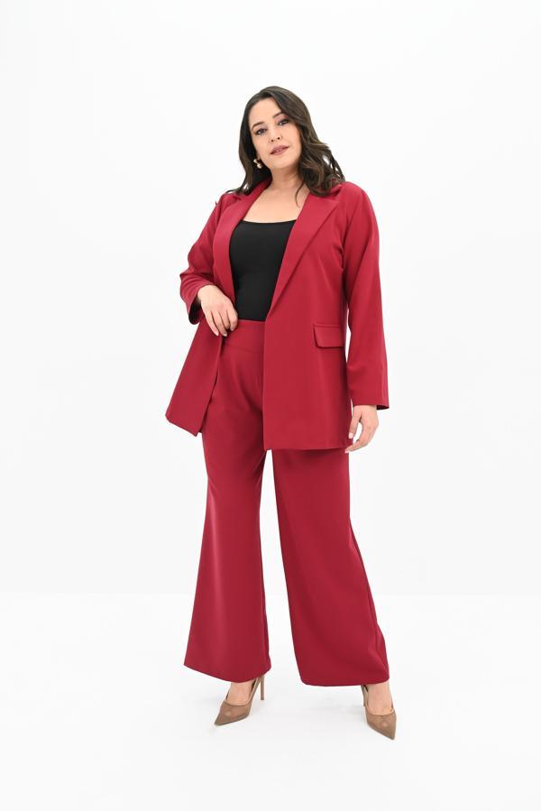 Kadın Büyük Beden Geniş Paça Ceket Pantolon Takım 9008-25 - Image 1