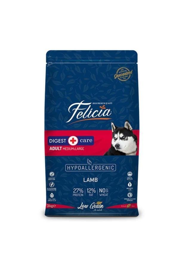 Felicia Düşük Tahıllı Hipoalerjenik Kuzu Etli Orta Ve Büyük Irk Yetişkin Köpek Maması 3 Kg - Image 1