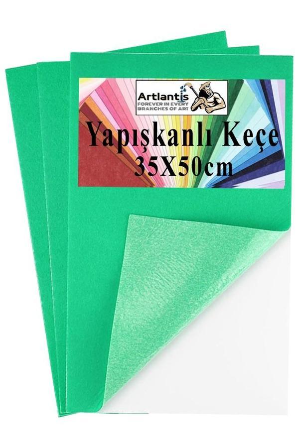 Açık Yeşil Yapışkanlı Keçe 35x50 cm 3 Adet 2.0 mm Kendinden Yapışkanlı Renkli Hobi Keçesi Elişi Keçe Kumaşı Anasınıfı - Image 1