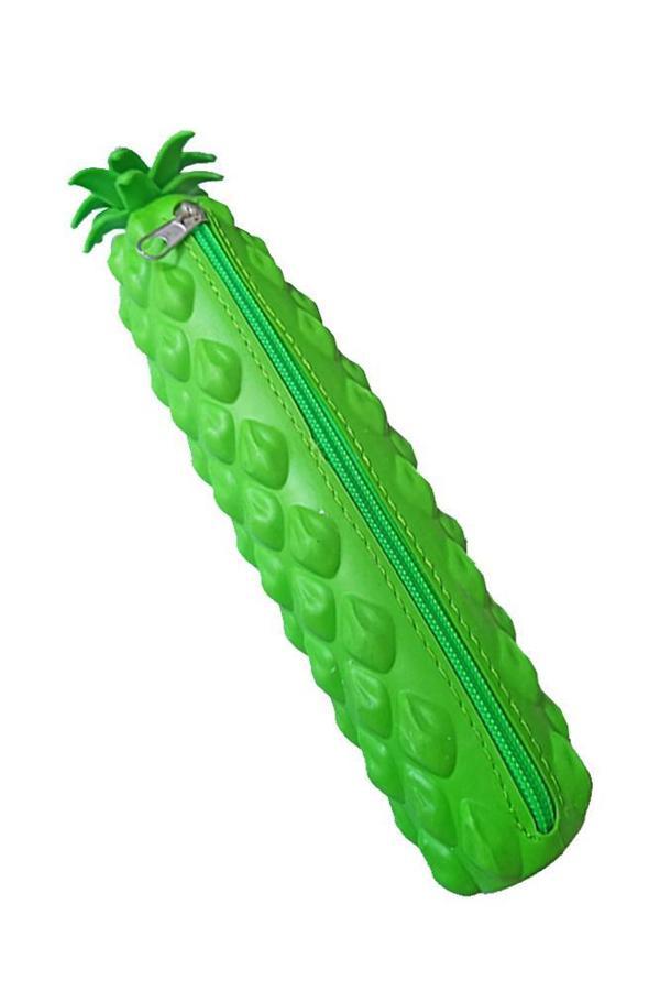 Silikon Ananas Kalemlik Yeşil 1 Adet Silikon Kalem Kutusu Eğlenceli Sevimli Ananas Figürlü Hediyelik Kalemlik - Image 1