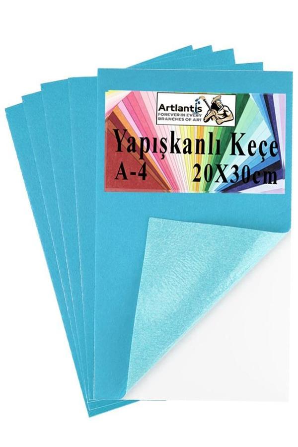 Yapışkanlı Keçe A4 20X30 cm 5 li 1 Paket 2.0 mm Kendinden Yapışkanlı Renkli Hobi Keçesi Elişi Keçe Kumaşı Anasınıfı Kreş - Image 1
