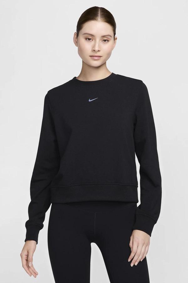 Nike Dri-FIT One Women's Crew Neck French Terry Kadın Reflektörlü Fransız Havlu Sweatshirt Siyah - Image 1