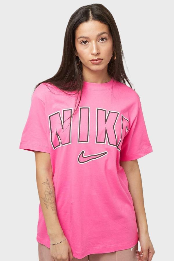Nike Sportswear Printed Boyfriend Loose Fit Tee Unisex Bol Kesim Unisex Tişört Pembe - Image 1
