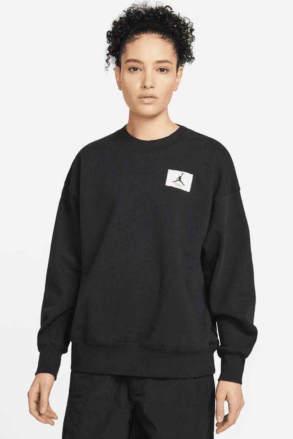Nike Jordan Jumpman Essen Fleece Crew Oversize Kadın Geniş Kalıp Pamuk Sweatshirt Siyah - Image 1