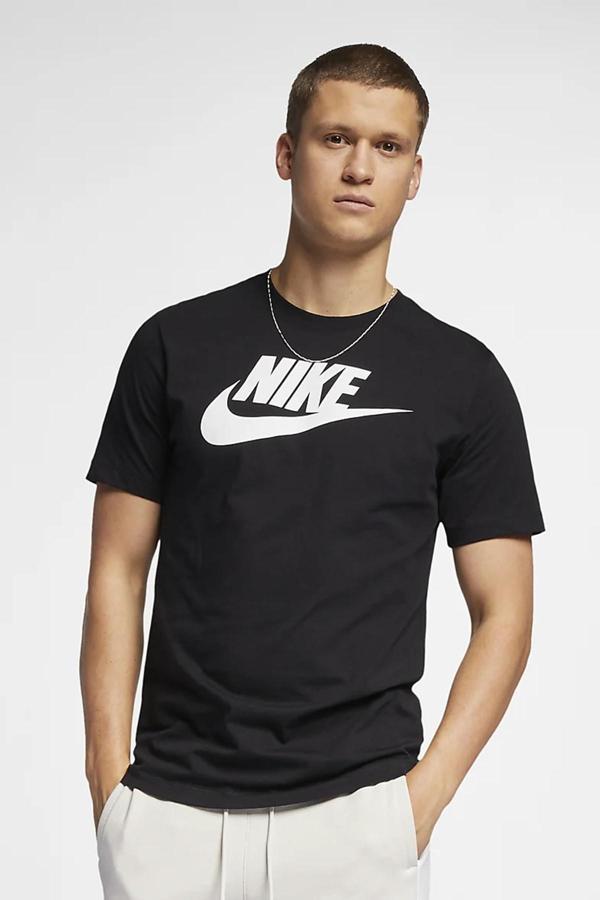 Nike Sportswear Futura Swoosh Logo Tee T Shirt Unisex Baskılı Tişört Siyah - Image 1