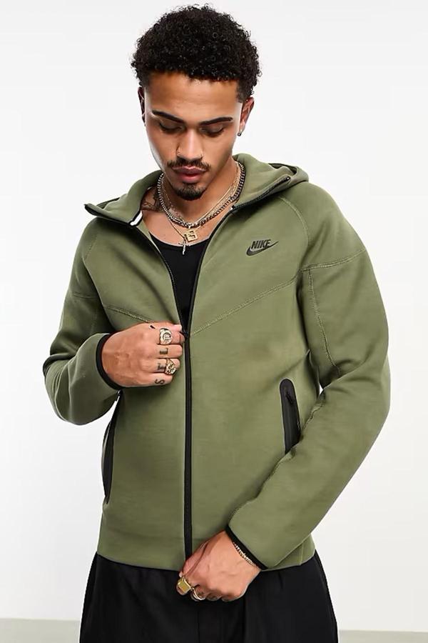 Nike Tech Fleece Full Zip Windrunner Hoodie Green Kapüşonlu Unisex Sweatshirt Haki Yeşil - Image 1
