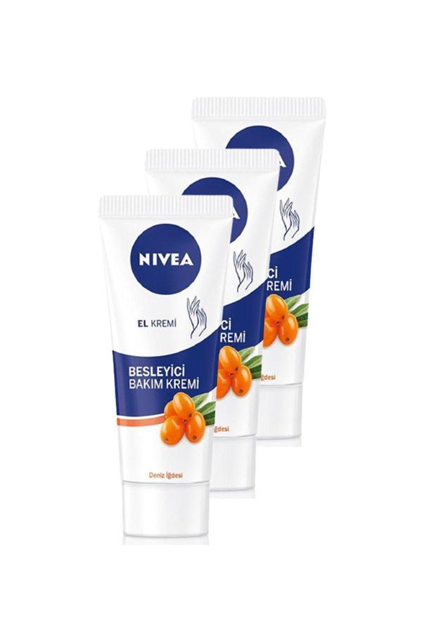Nıvea Deniz Iğdesi Ve E Vitamini Besleyici Bakım El Kremi 75 Ml 3'Lü Set - Image 1