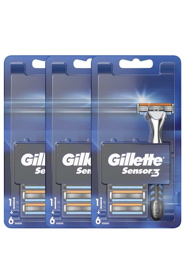 Gillette Sensor3 Tıraş Makinesi Ve Yedek Tıraş Bıçağı 6'Lı X 3 Adet - Image 1
