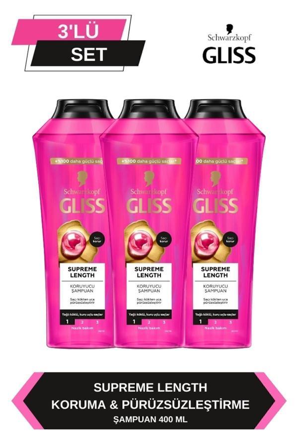 Gliss Supreme Length Uzun Saçlara Özel Şampuan 400 Ml X 3 Adet - Image 1